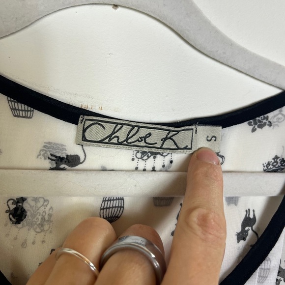 Chloe K Womens Sleeveless Black Cat Sheer Blouse M Cat Lady Top Career Casual - Picture 2 of 11